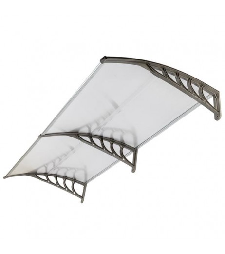 HT-190 x 100 Household Application Door & Window Rain Cover Eaves Canopy Silver & Gray Bracket