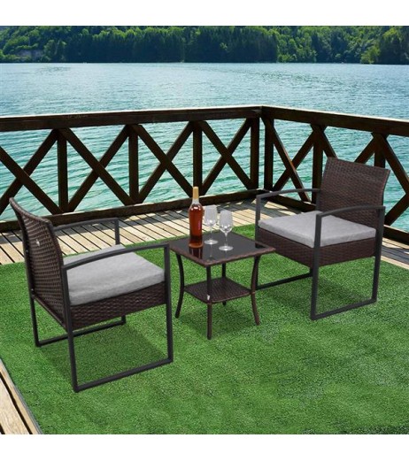 Outdoor Balcony Terrace 3-piece Rattan Mini Leisure Set