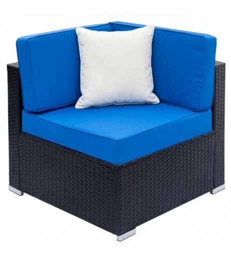 Fully Equipped Weaving Rattan Sofa Set with 2pcs Corner Sofas & 3pcs Single Sofas & 1 pcs Coffee Table Black