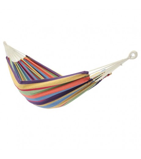 Polyester Cotton Hammock Small Color Stripe Natural Rope 200*150Cm With Two 2M Tie Ropes   Back Bag