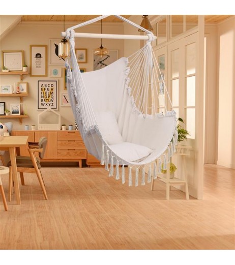 Pillow Tassel Hanging Chair Beige