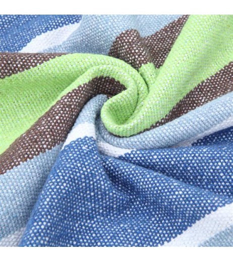 [US-W]200*150cm Portable Polyester & Cotton Hammock Green Strip