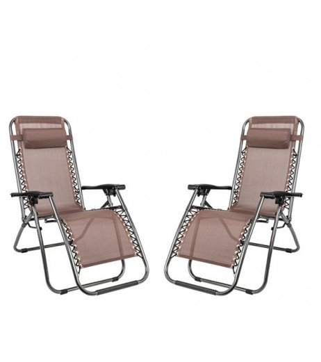 [US-W]2pcs Plum Blossom Lock Portable Folding Chairs with Saucer Brown