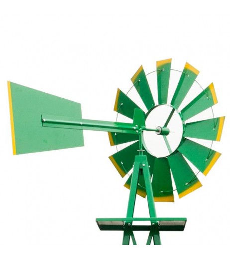 8FT Weather Resistant Yard Garden Windmill Green