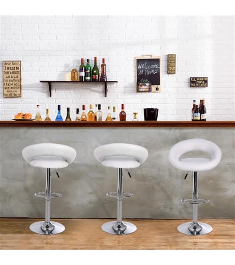 Bar Stools Set of 2,Faux Leatherr Bar Stools White Dinning Chairs,Bar Chairs With 360 Degree Swivel Adjustable Height.(White)