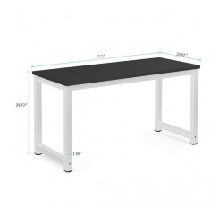 Computer Desk Study Table Gaming Desk Movable Home Furniture Modern  Made of Wooden and Anti Rust Paint Steel Frame for Office Outdoor Gaming Room（Black with White）