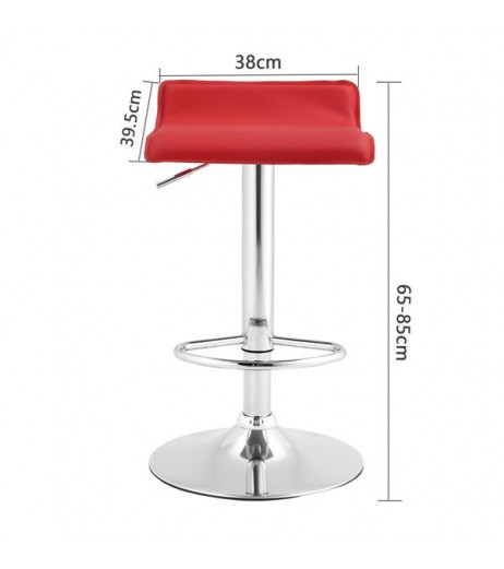 Barhocker 1er-Set Barhocker Barstuhl Verstellbare Höhenverstellung, verchromter Stahl, Antirutschgummi, pflegeleichter Kunstleder, gut gepolsterte Sitzfläche (Rot)