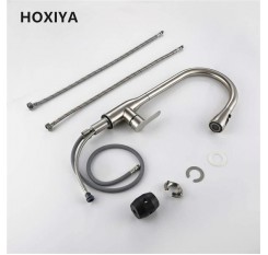 HOXIYA 3-Modes Stainless Steel Kitchen Faucet with Brushed Nickel，Single Handle Commercial High Arc Pull Out Spray Head Kitchen Sink Faucets