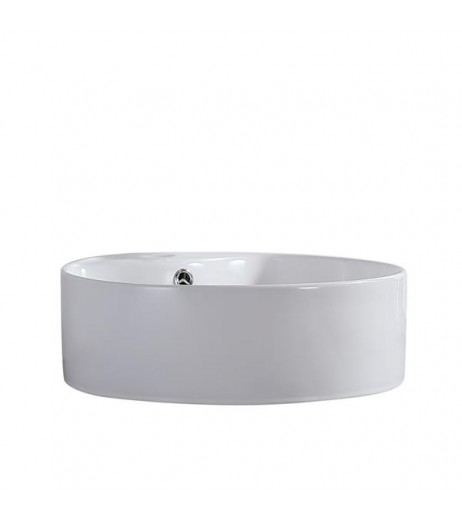 Ceramic Basin Above Counter Basin-Round With Tap Mounting Hole White
