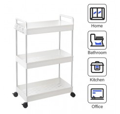 Rolling Storage Cart 3-Tier Mobile Shelving Unit Bathroom Carts with Handle for Kitchen Bathroom Laundry Room
