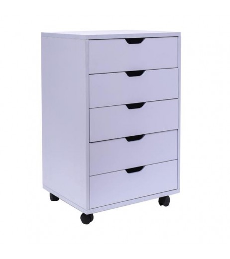 5-Drawer Wood Filing Cabinet, Mobile Storage Cabinet for Closet / Office White Color