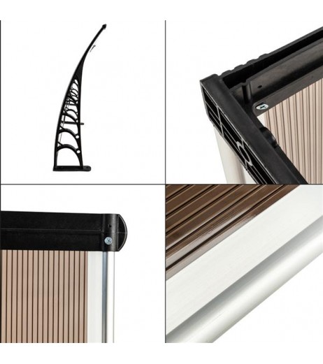 [US-W]HT-300 x 100 Household Application Door & Window Rain Cover Eaves Brown Board & Black Holder