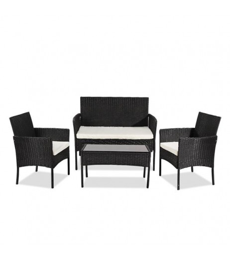 OSHION Outdoor Living Room Balcony Rattan Furniture Four-Piece-Black