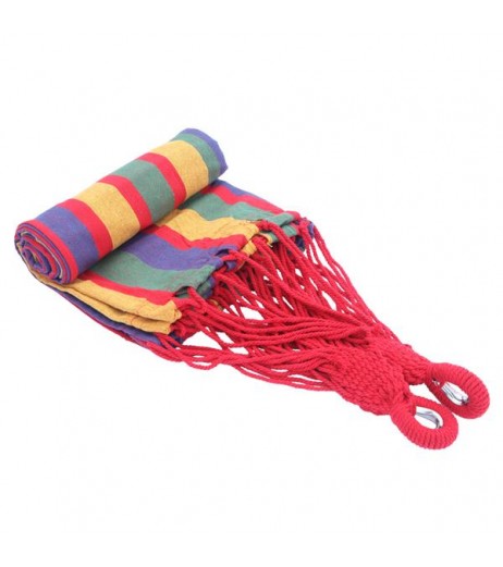 [US-W]200*150cm Portable Polyester & Cotton Hammock Four Red