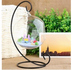 Hanging Glass Vase Large Terrarium with Frame for Air Plants Succulent Planters