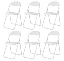 Folding Chair Metal Desk Chairs Heavy Duty Padded Folding Metal Desk Office Chair Seat Easy Store in Office（6 sets White）