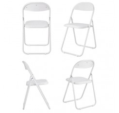 Folding Chair Metal Desk Chairs Heavy Duty Padded Folding Metal Desk Office Chair Seat Easy Store in Office（6 sets White）