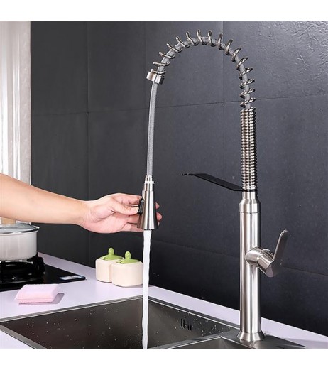 Stainless Steel Pull-down Type Kitchen Faucet Kitchen Sink Single Lever Handle Water Tap Type B