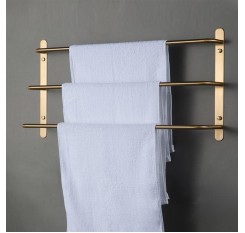 304 Stainless Steel Brushed Gold Multilayer Stagger Three Towel Bars Towel Rack  Bathroom Accessories KJWY003JIN-60CM
