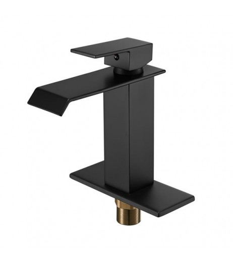 Single Hole Single Handle Hot And Cold Single Control Bathroom Basin Waterfall Faucet-Black Elbow