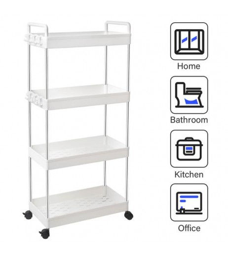 Rolling Storage Cart 4-Tier Mobile Shelving Unit Bathroom Carts with Handle for Kitchen Bathroom Laundry Room