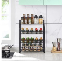 Black Four Tier Kitchen Seasoning Storage Rack Counter Organizer Spice Rack Shelf for Seasoning Jars,Spice Jars Sauce Bottles KJZWJ018-4HEI