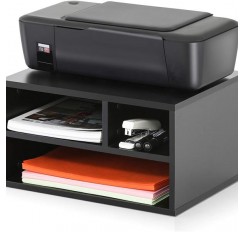 Wood Printer Stands with Storage, Workspace Desk Organizers for Home & Office, Black