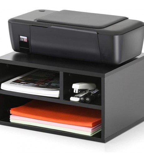Wood Printer Stands with Storage, Workspace Desk Organizers for Home & Office, Black